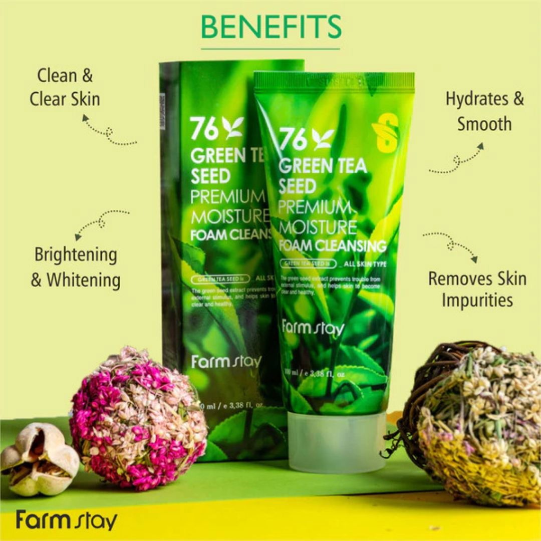 Farmstay Green Tea Seed Premium Moisture Foam Cleansing 100ml