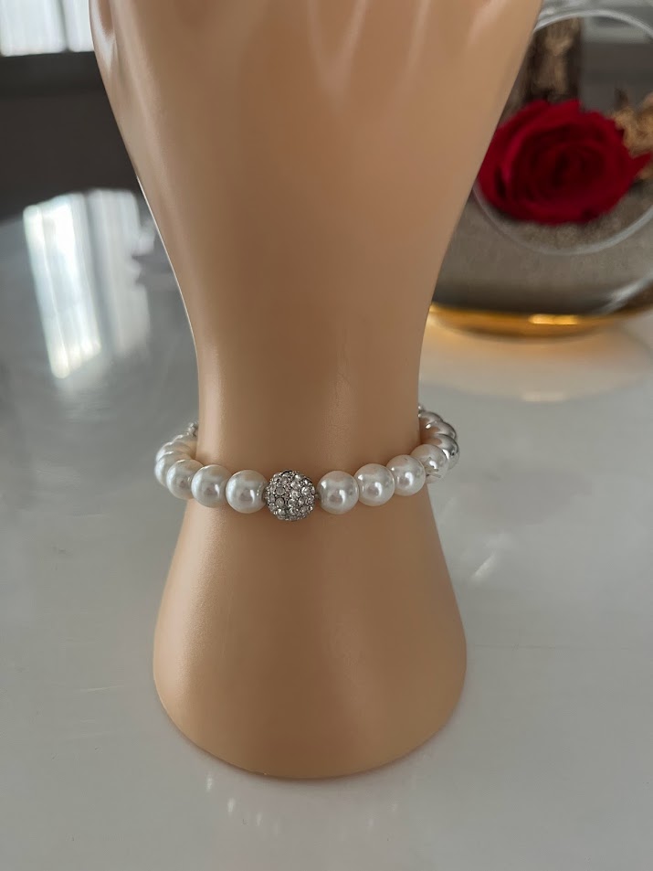 BRACELET FEMME BLANC ET ARGENTÉ
