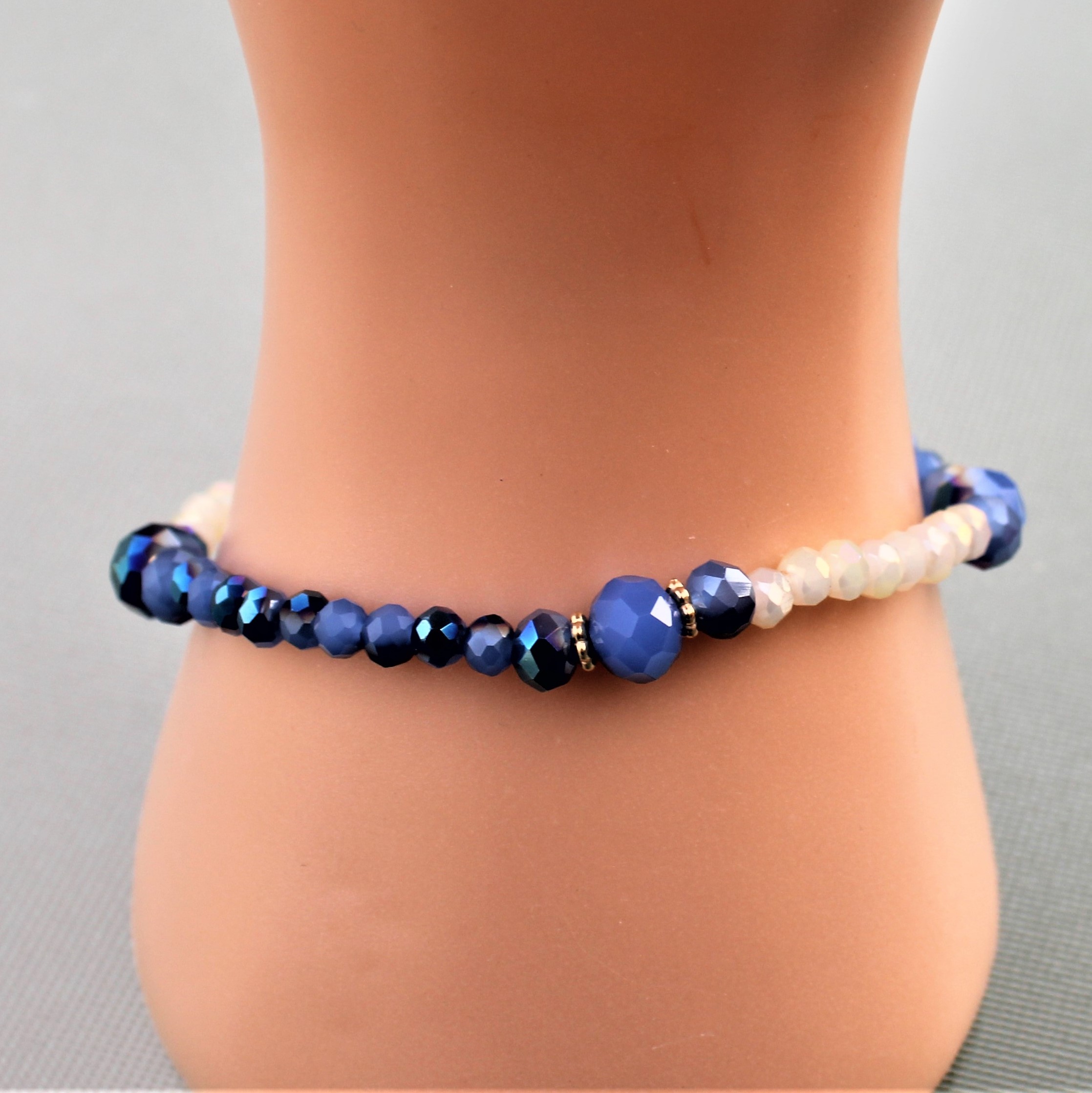 BRACELET FEMME BLEU ET CREME