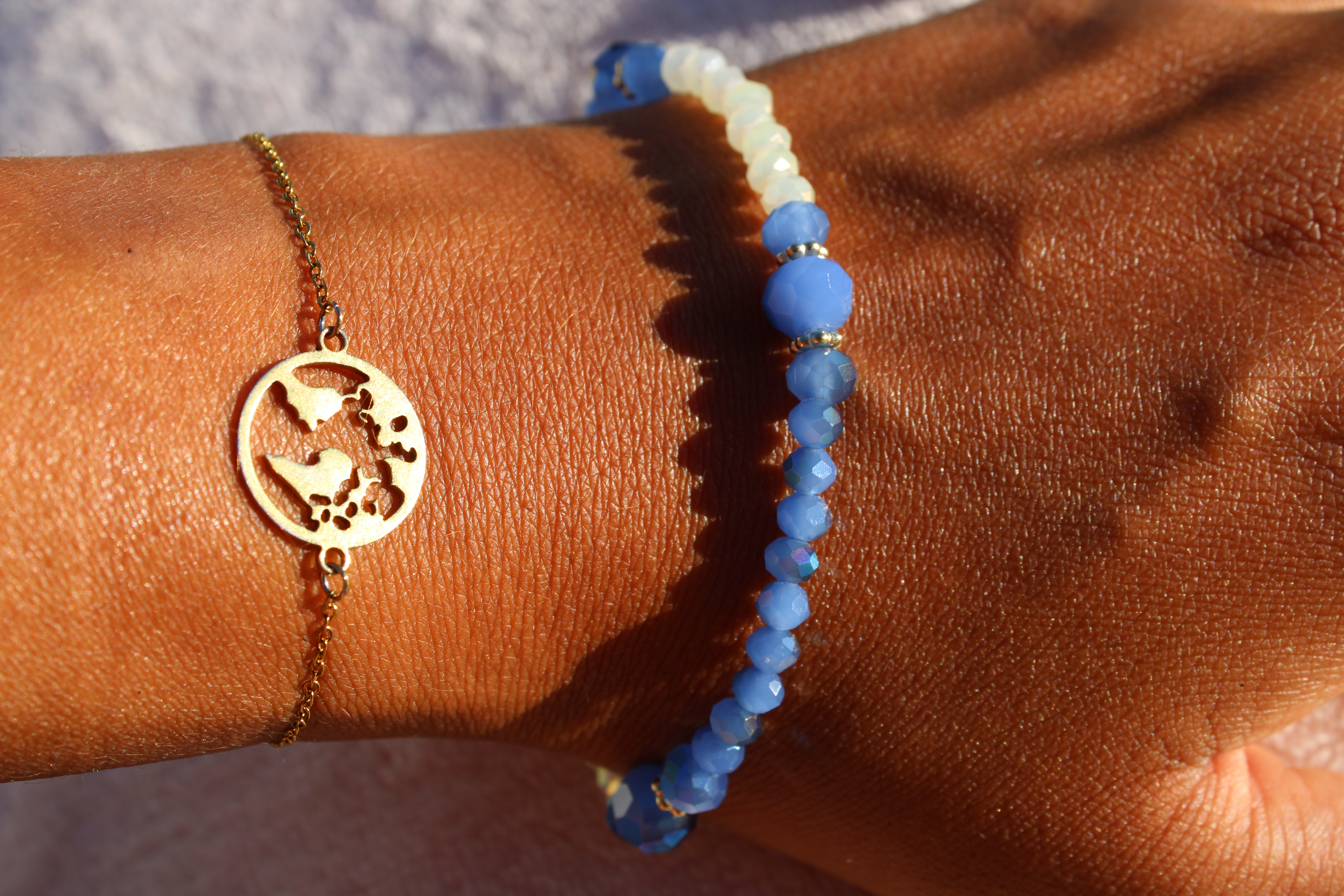BRACELET FEMME BLEU ET CREME