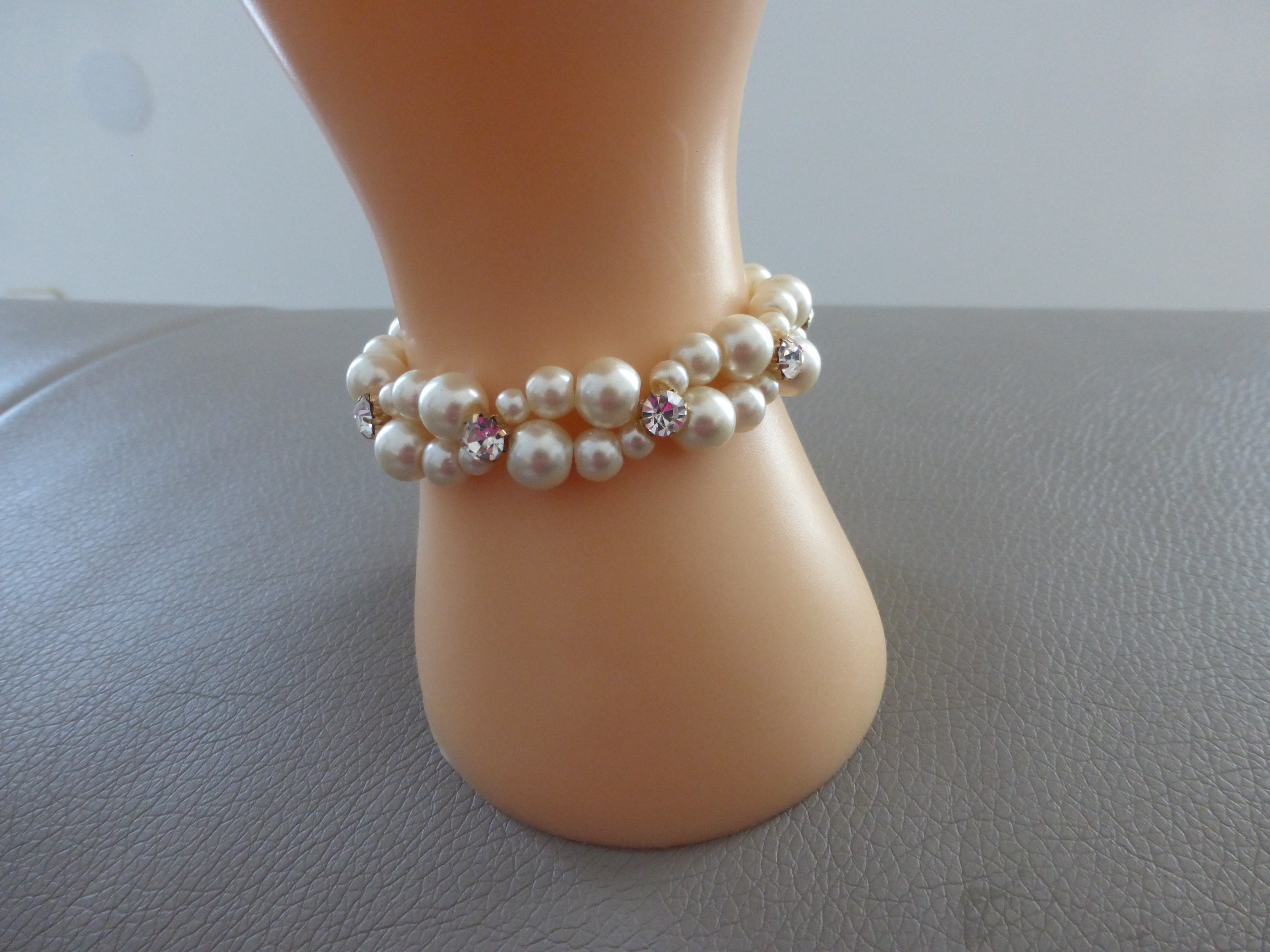 BRACELET FEMME BEIGE DOUBLE RANG