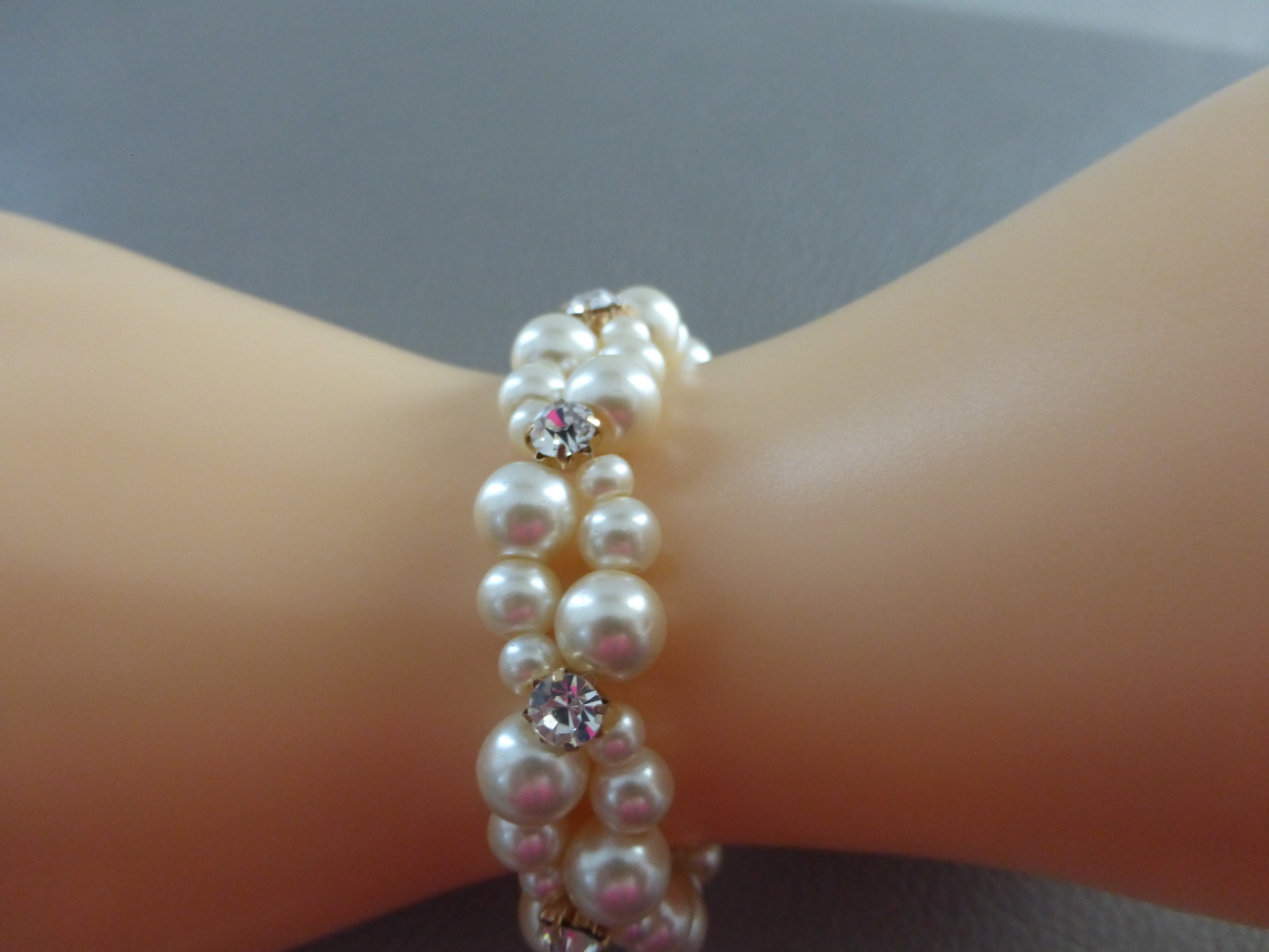 BRACELET FEMME BEIGE DOUBLE RANG