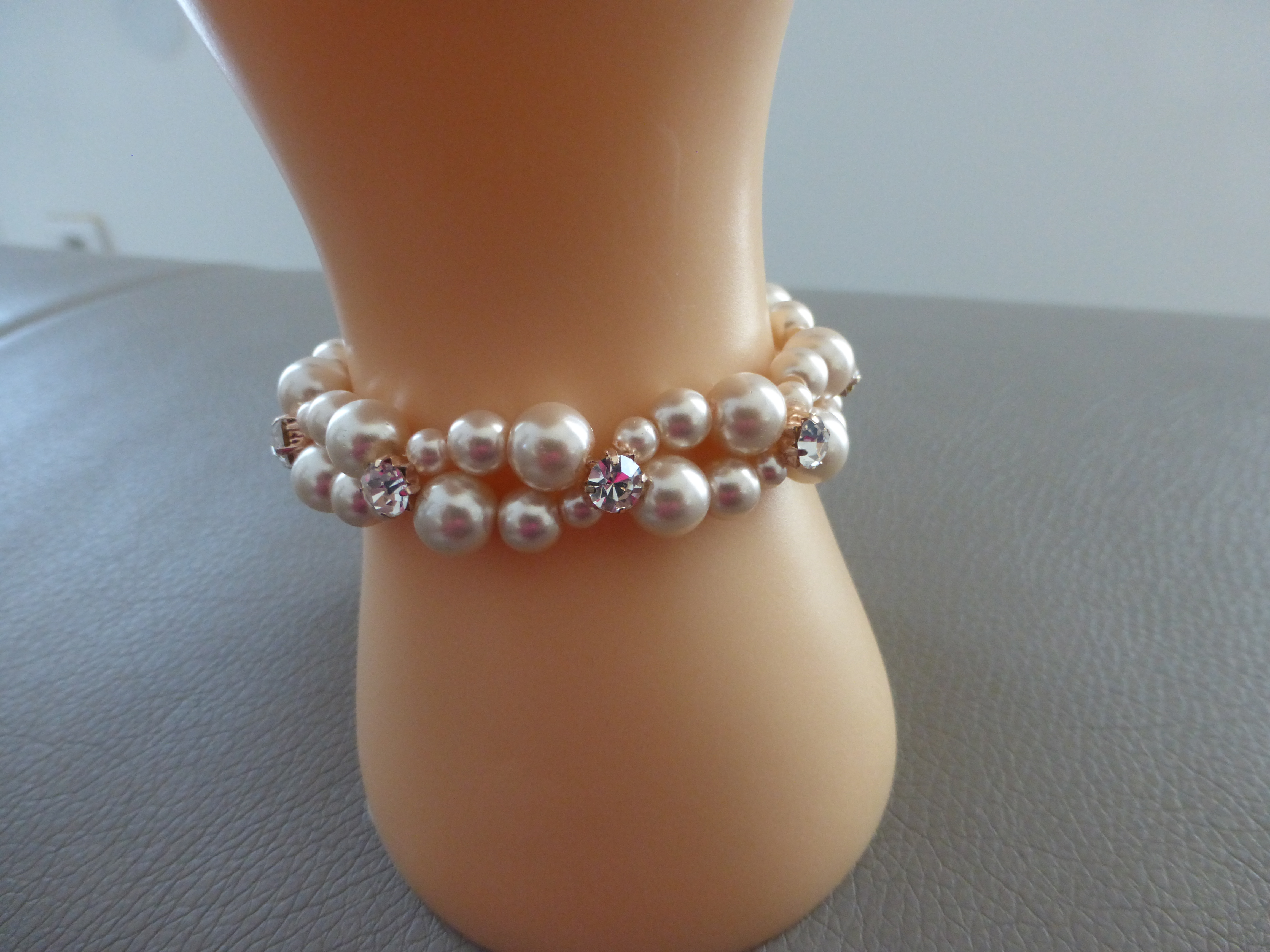 BRACELET FEMME BEIGE DOUBLE RANG