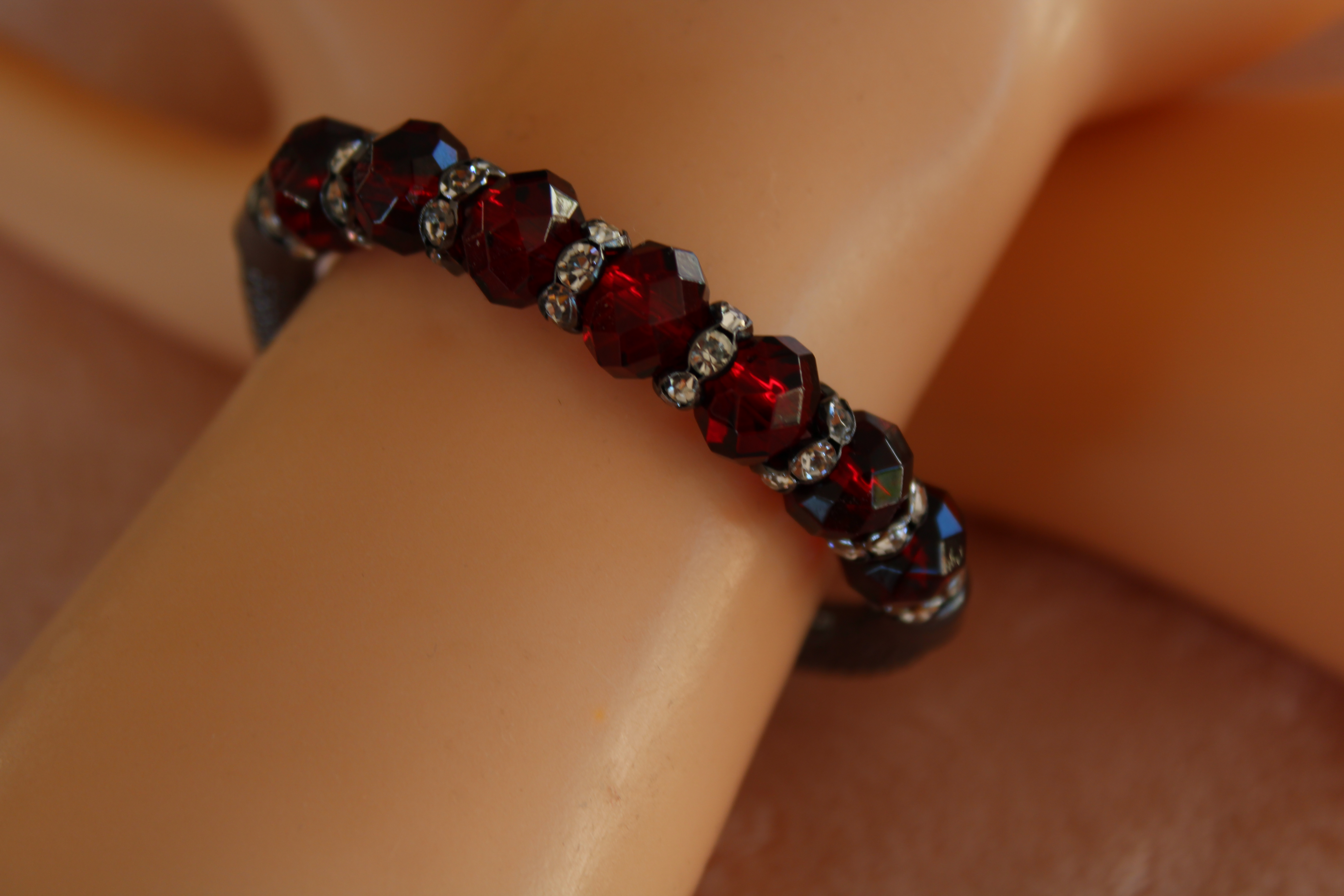 BRACELET FEMME BORDEAUX ET ARGENTÉ