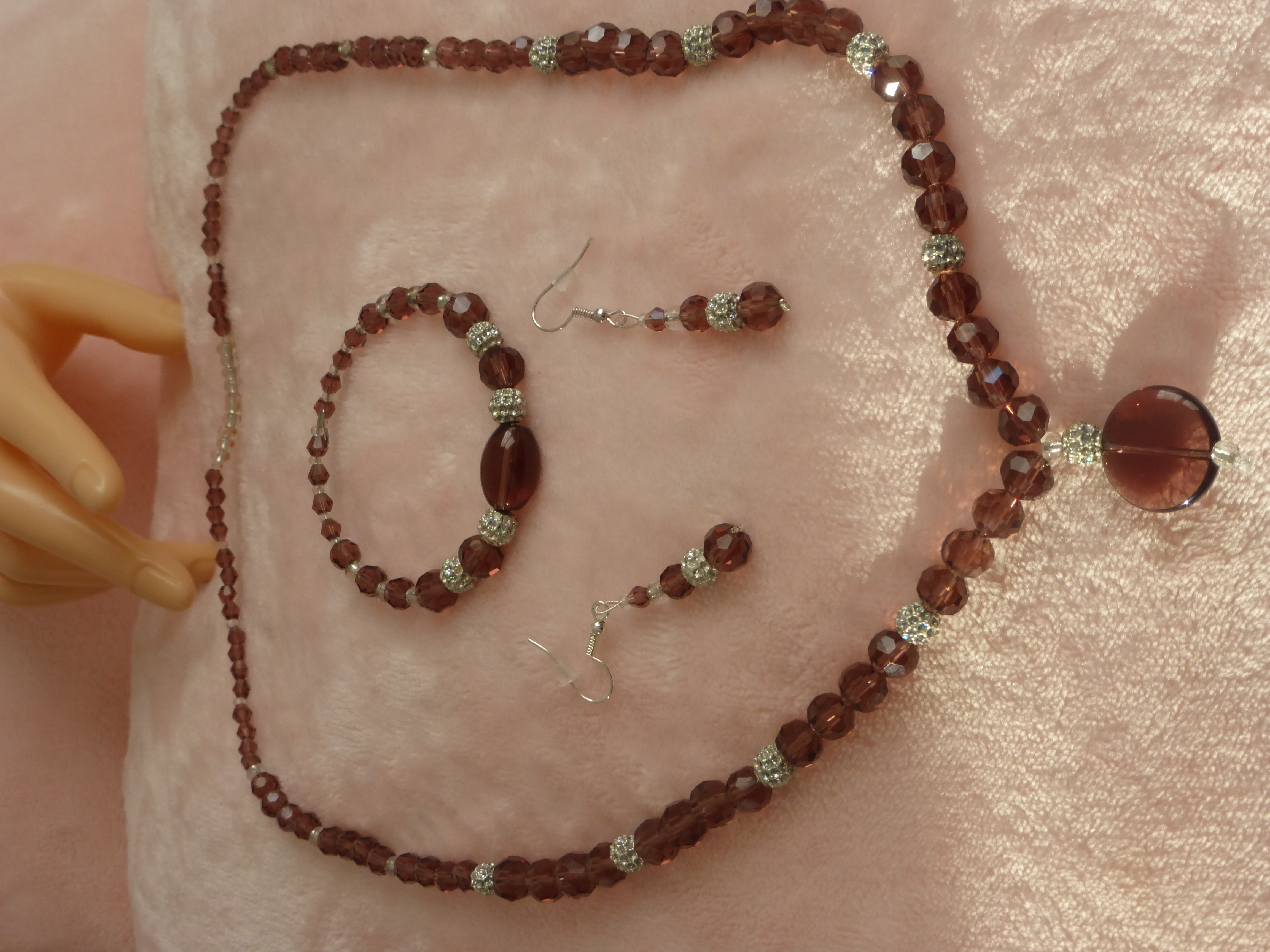 COLLIER BRACELET BOUCLE D'OREILLE PRUNE 