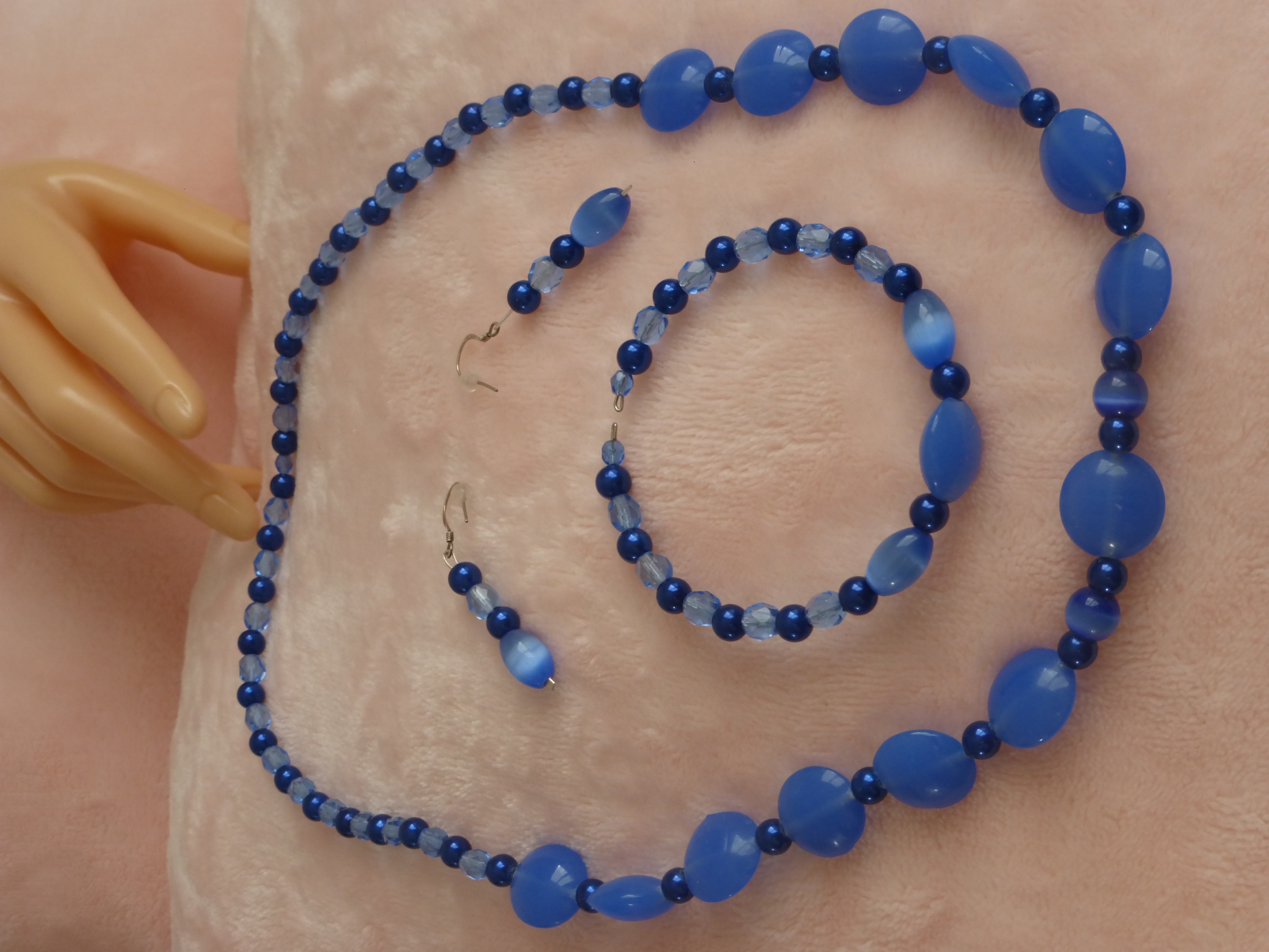 COLLIER BRACELET BOUCLE D'OREILLE TONS BLEUS