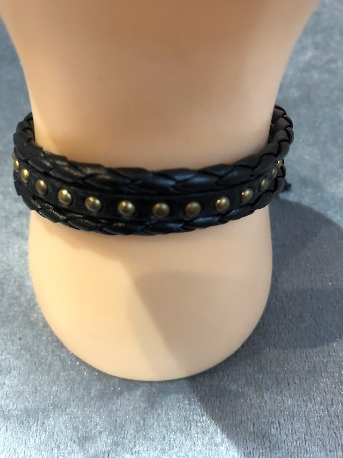 BRACELET HOMME CUIR NOIR 3 RANGS