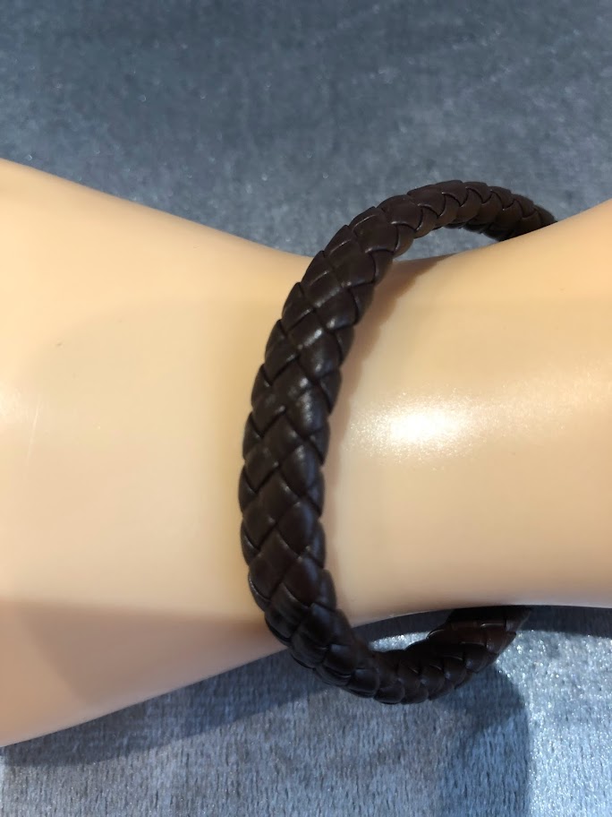 BRACELET HOMME CUIR MARRON TRESSÉ