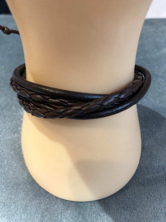 BRACELET HOMME CUIR MARRON 4 RANGS