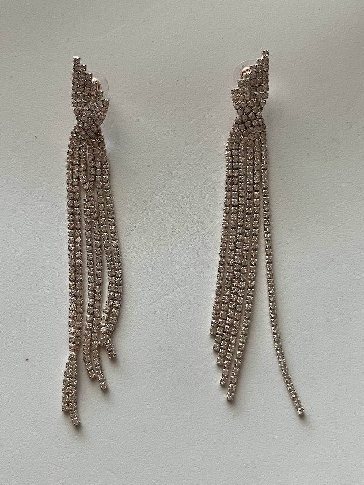 BOUCLE D'OREILLE STRASS LONGUES