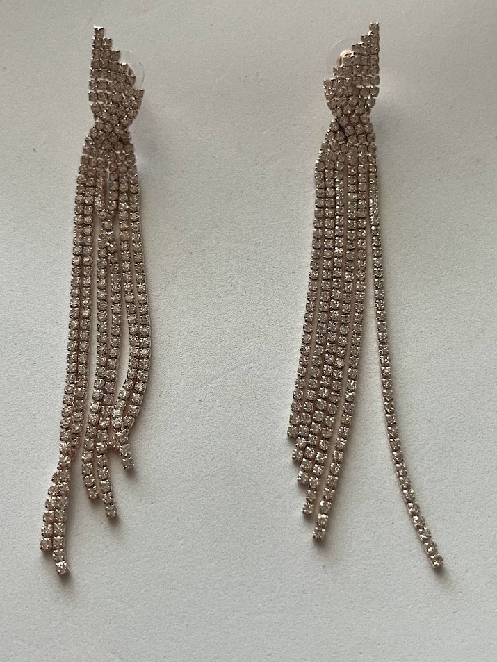 BOUCLE D'OREILLE STRASS LONGUES