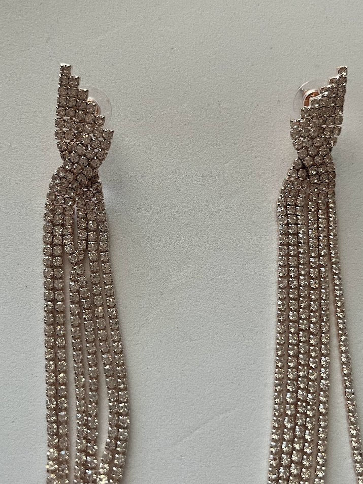 BOUCLE D'OREILLE STRASS LONGUES