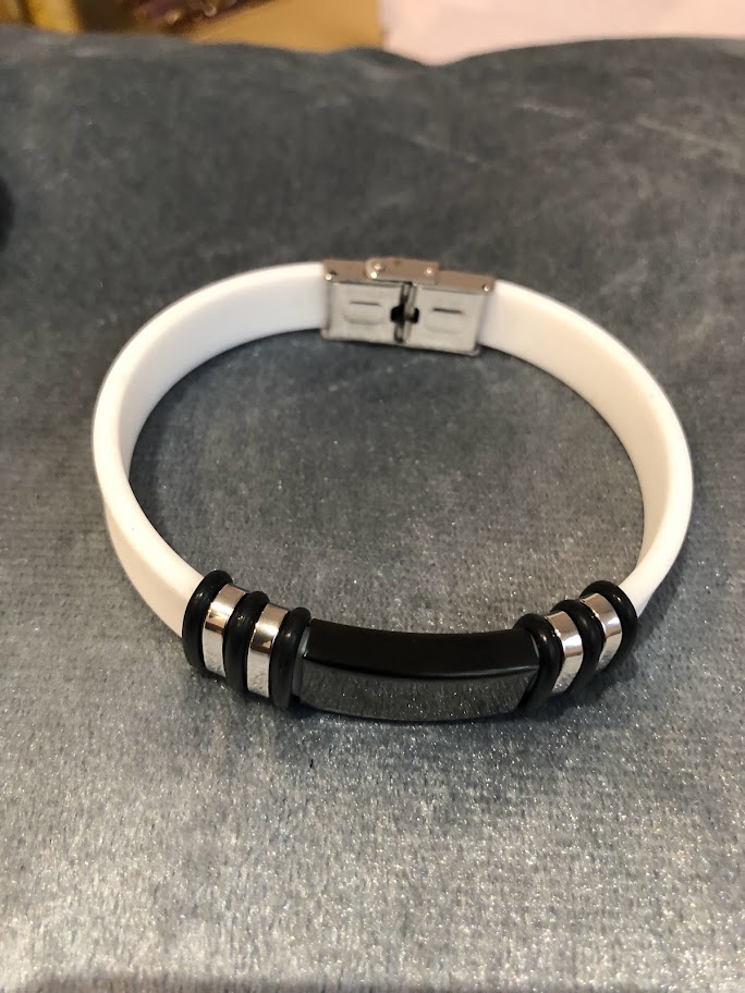 BRACELET HOMME BLANC SILICONE ET METAL