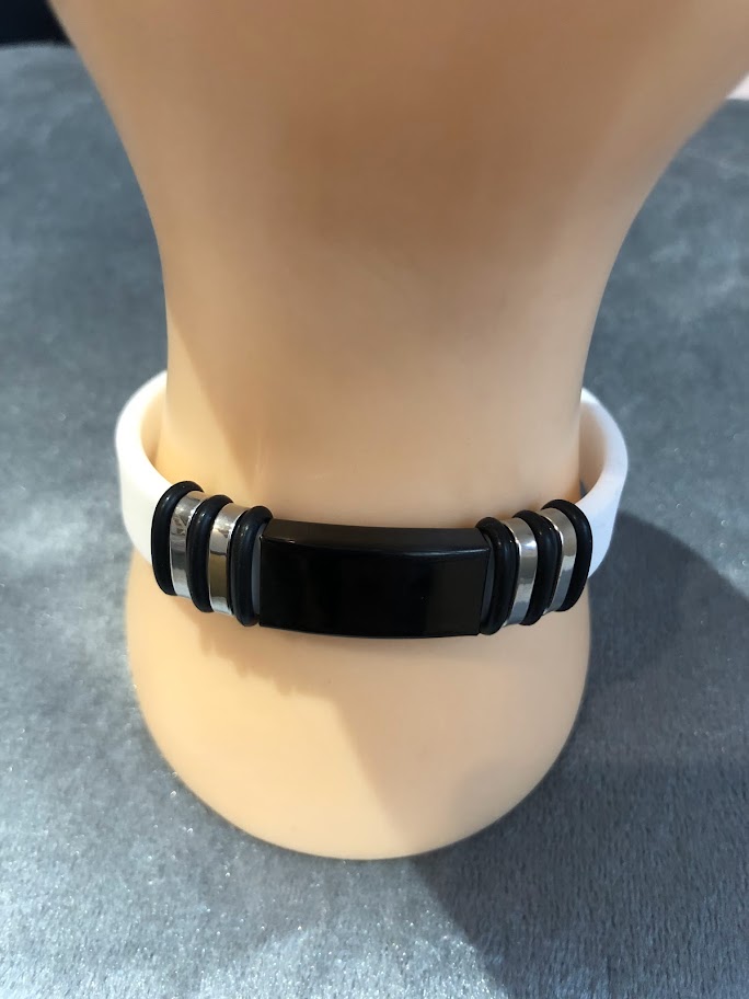 BRACELET HOMME BLANC SILICONE ET METAL