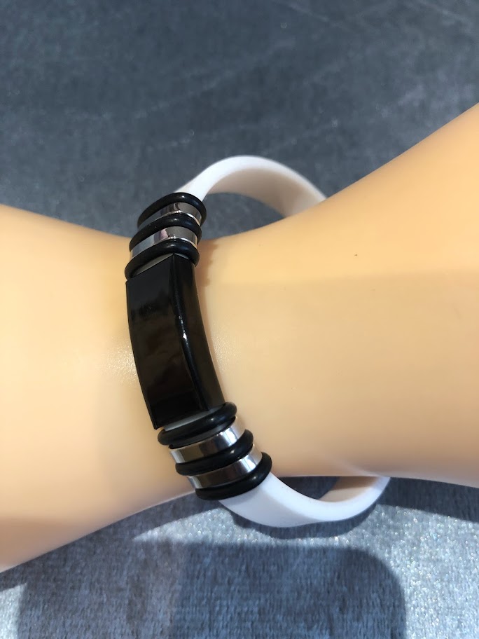 BRACELET HOMME BLANC SILICONE ET METAL