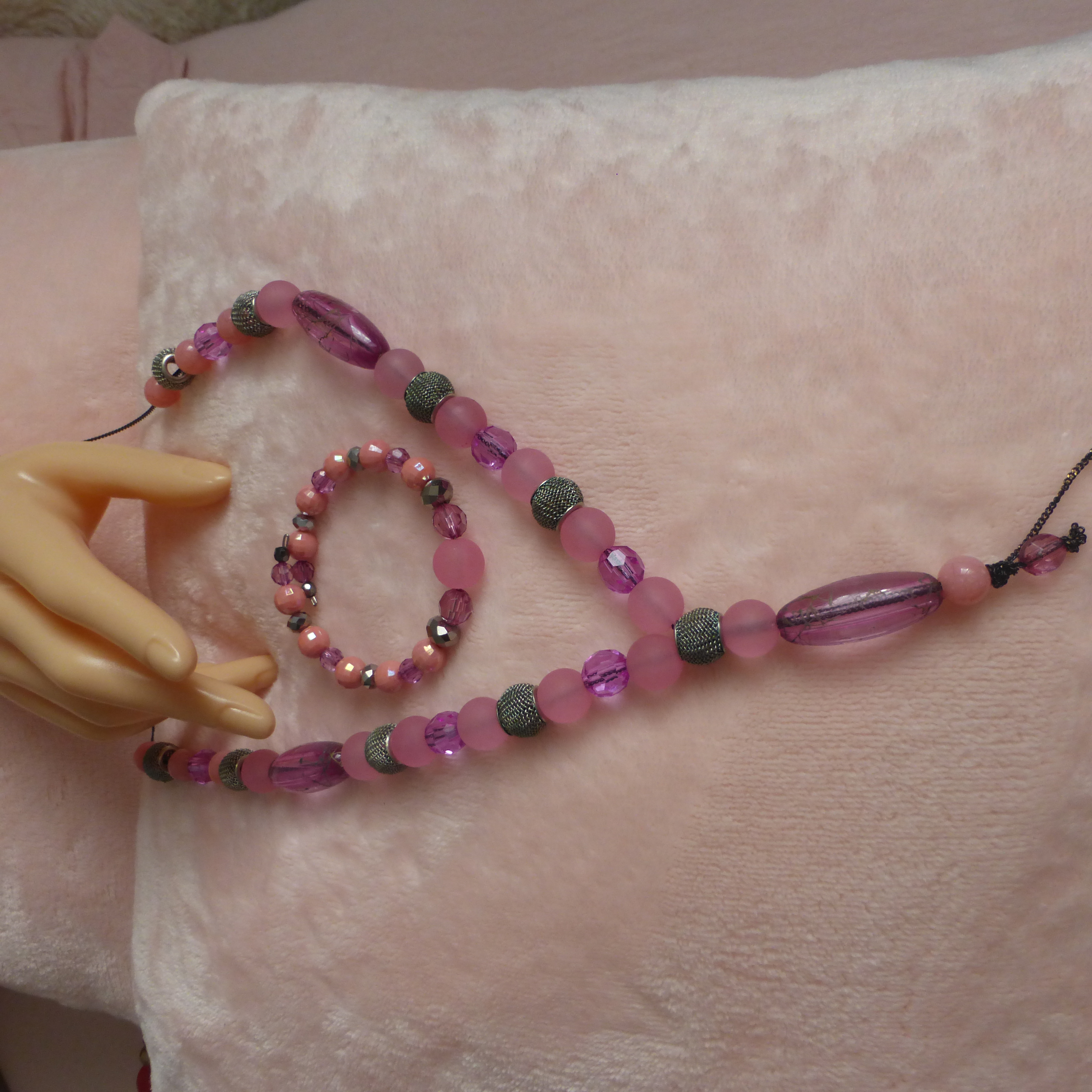 COLLIER BRACELET FEMME TONS ROSES