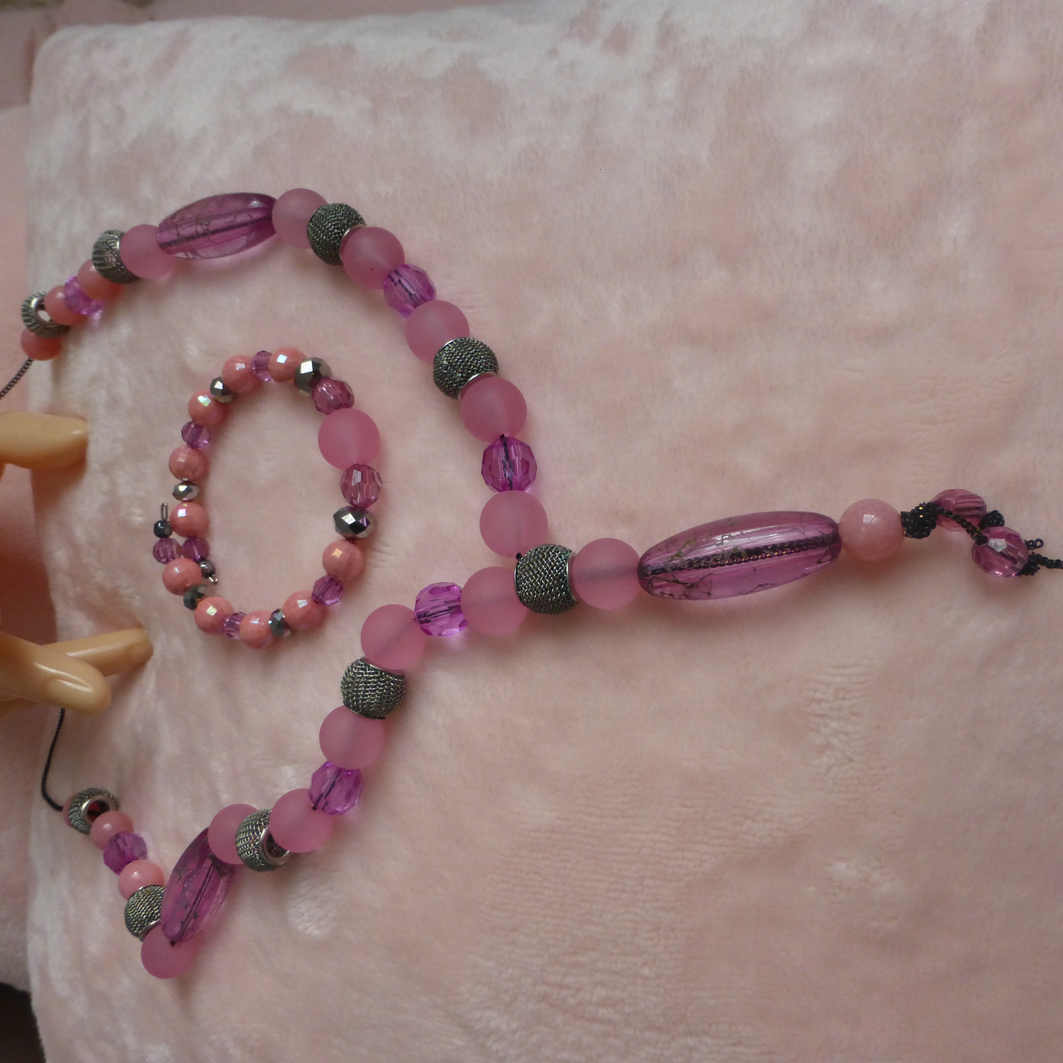 COLLIER BRACELET FEMME TONS ROSES