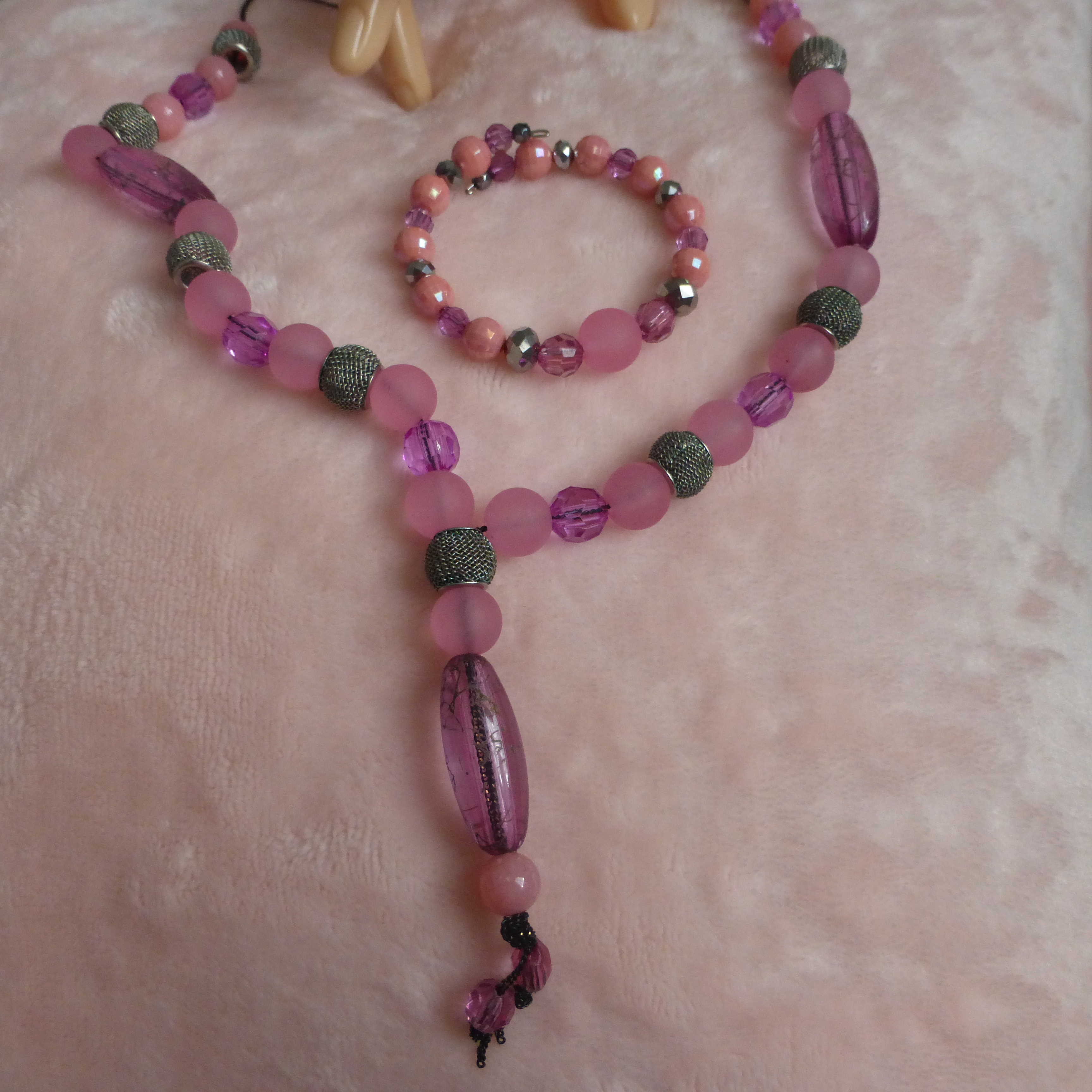 COLLIER BRACELET FEMME TONS ROSES