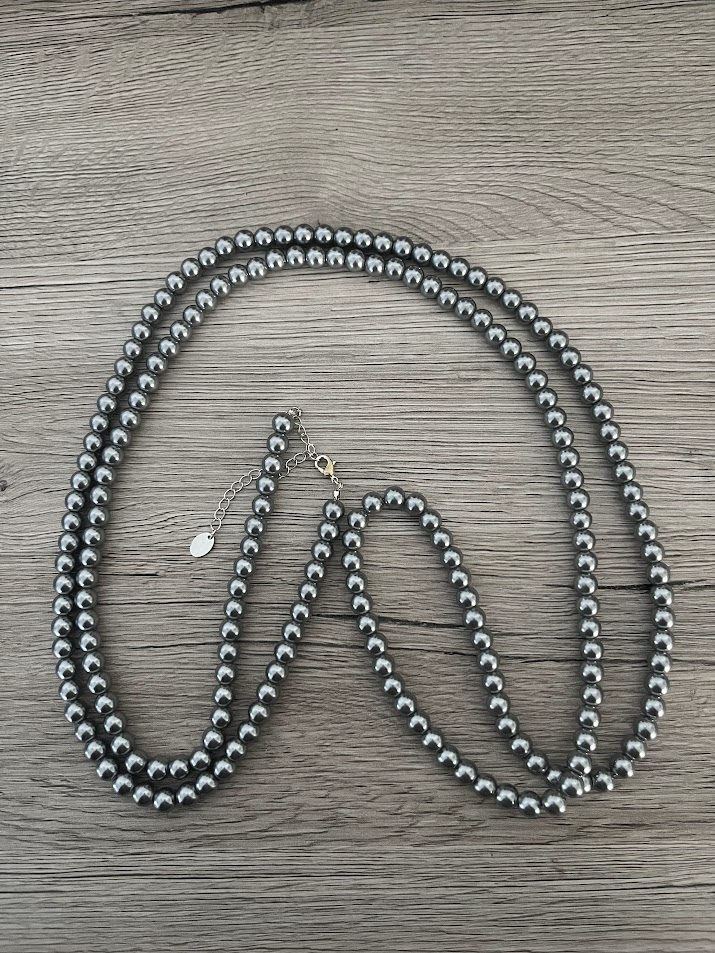 COLLIER FEMME TRES LONG GRIS