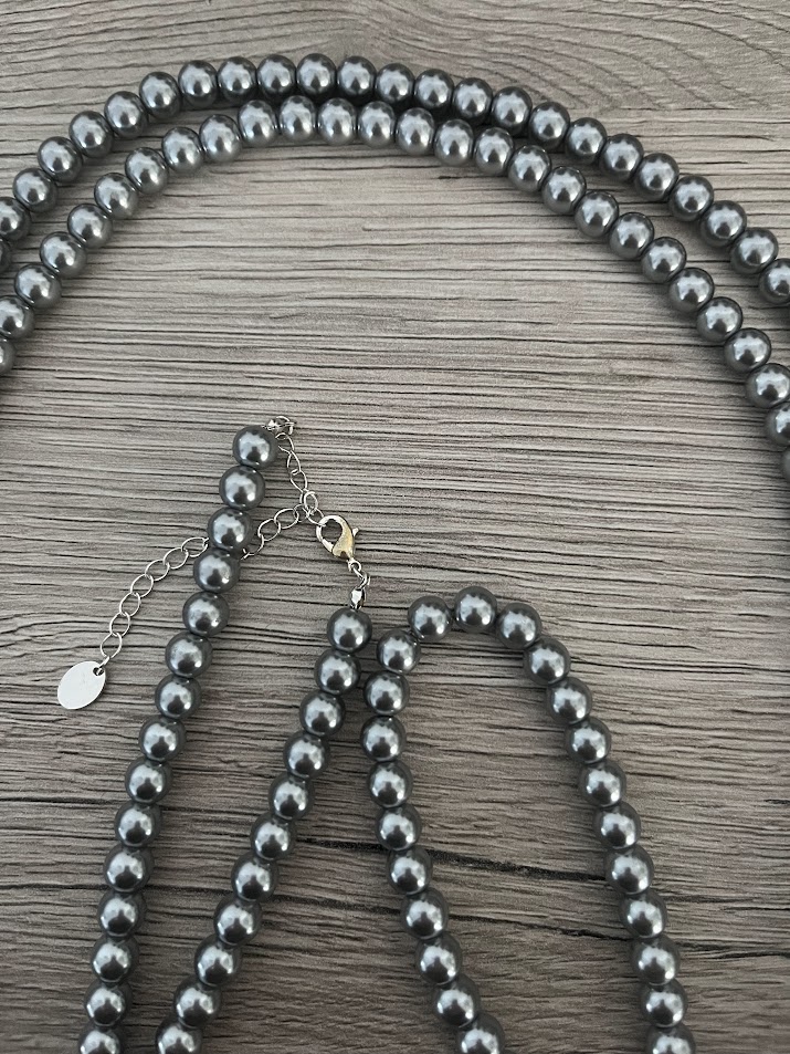 COLLIER FEMME TRES LONG GRIS