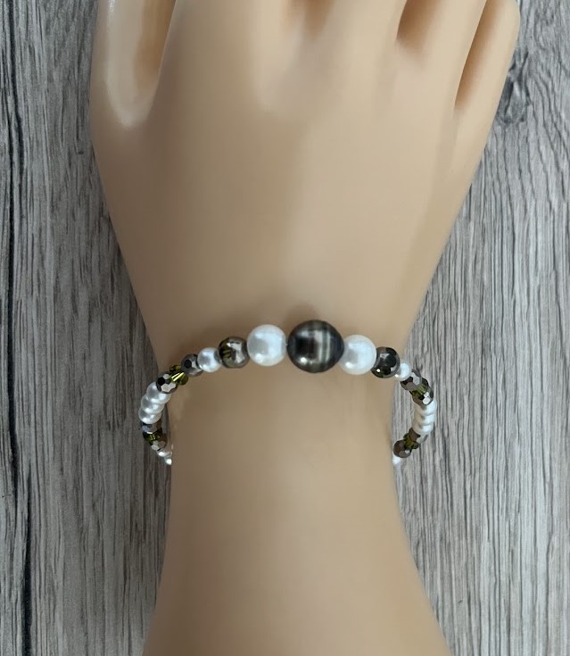 BRACELET PERLE DE TAHITI GRIS VERT