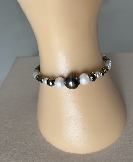 BRACELET PERLE DE TAHITI GRIS VERT