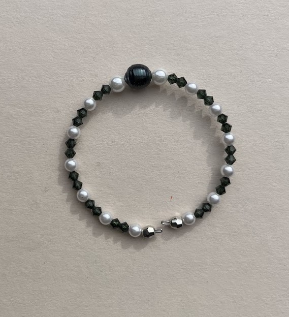 BRACELET PERLE DE TAHITI VERT FONCÉ