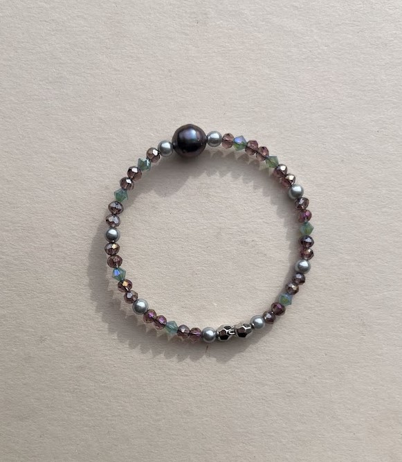 BRACELET PERLE DE TAHITI AUBERGINE BLEU