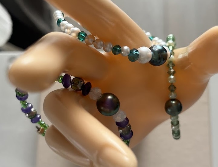 BRACELET PERLE DE TAHITI VERT ET BLANC