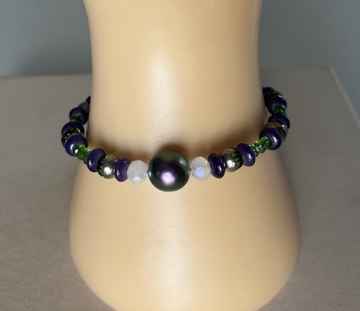 BRACELET VERT ET VIOLET