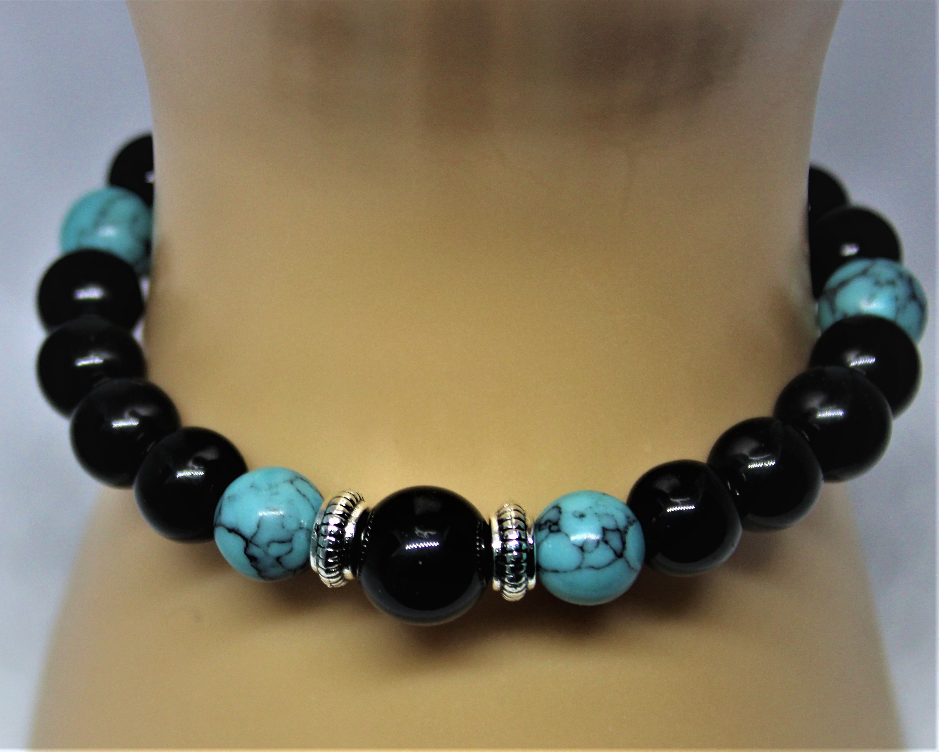 BRACELET HOMME NOIR ET TURQUOISE