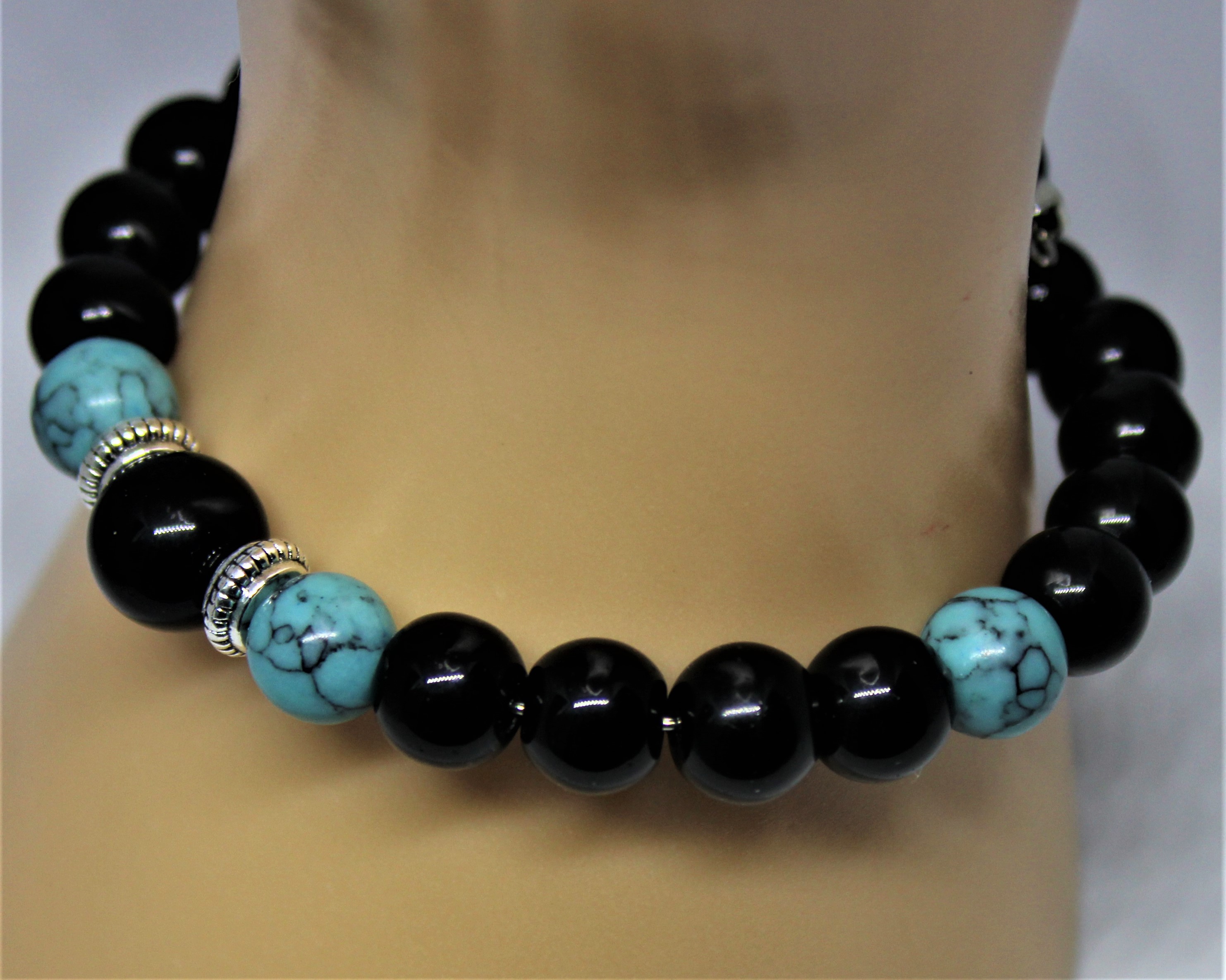 BRACELET HOMME NOIR ET TURQUOISE