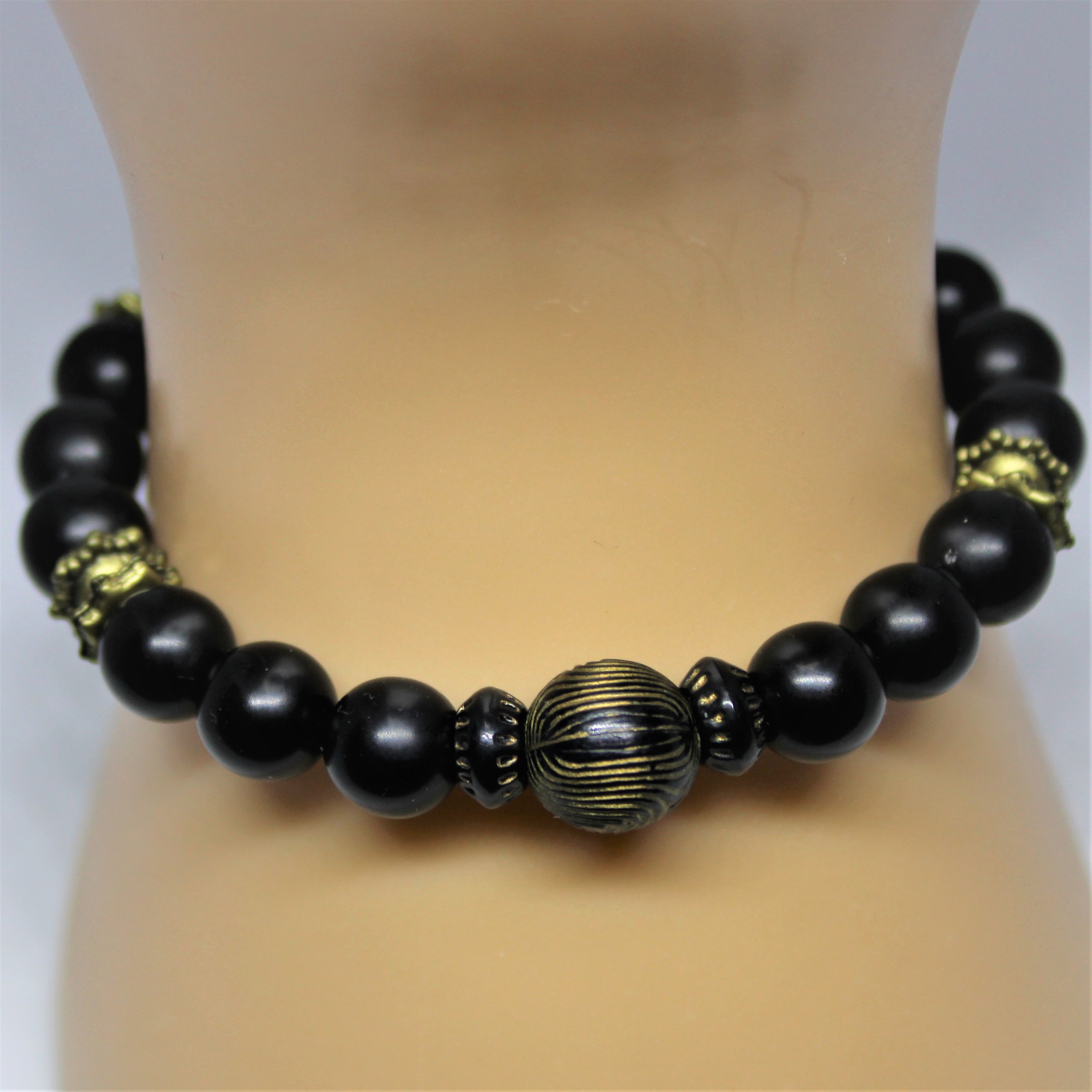 BRACELET HOMME NOIR ET DORÉ