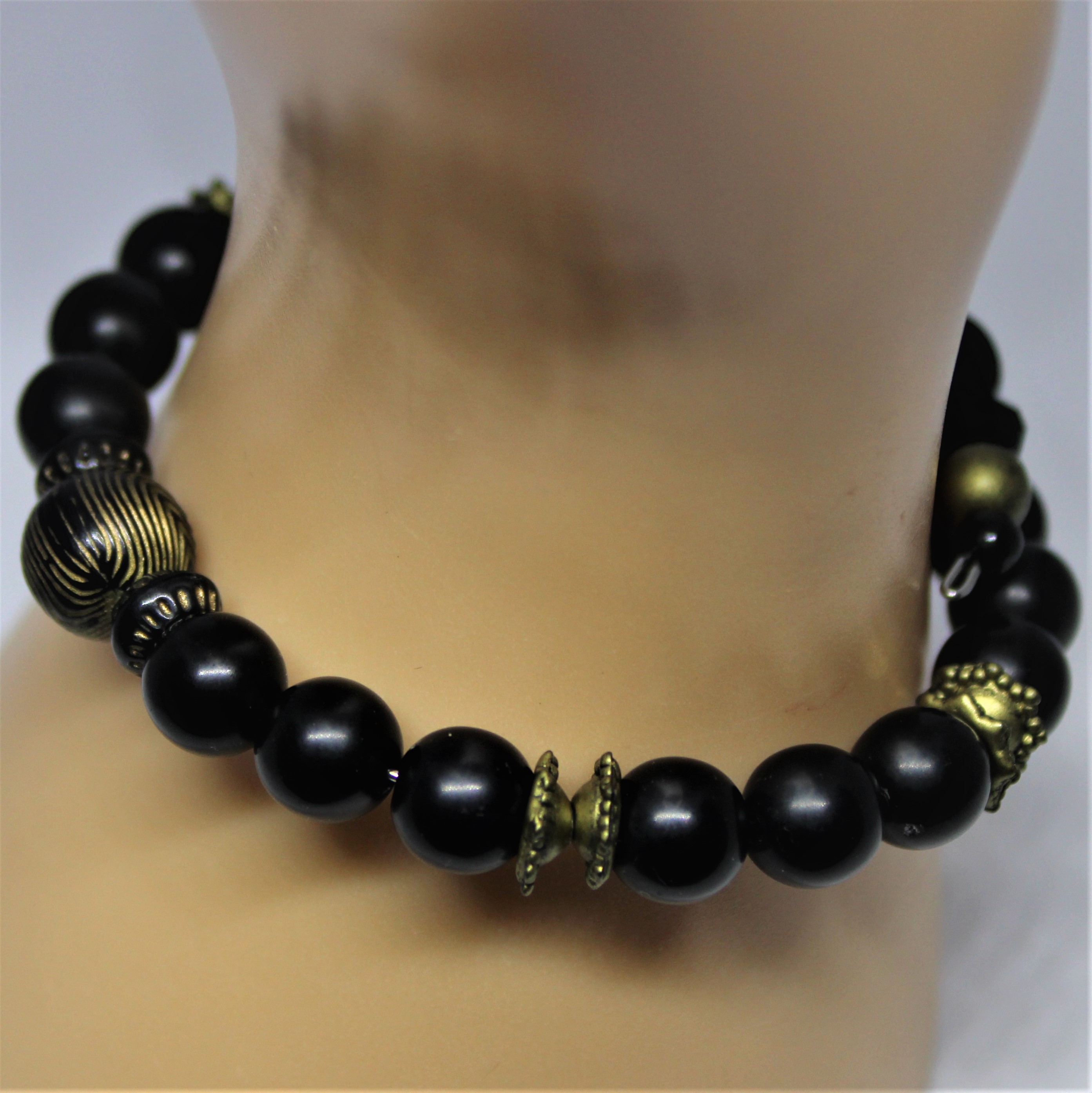 BRACELET HOMME NOIR ET DORÉ