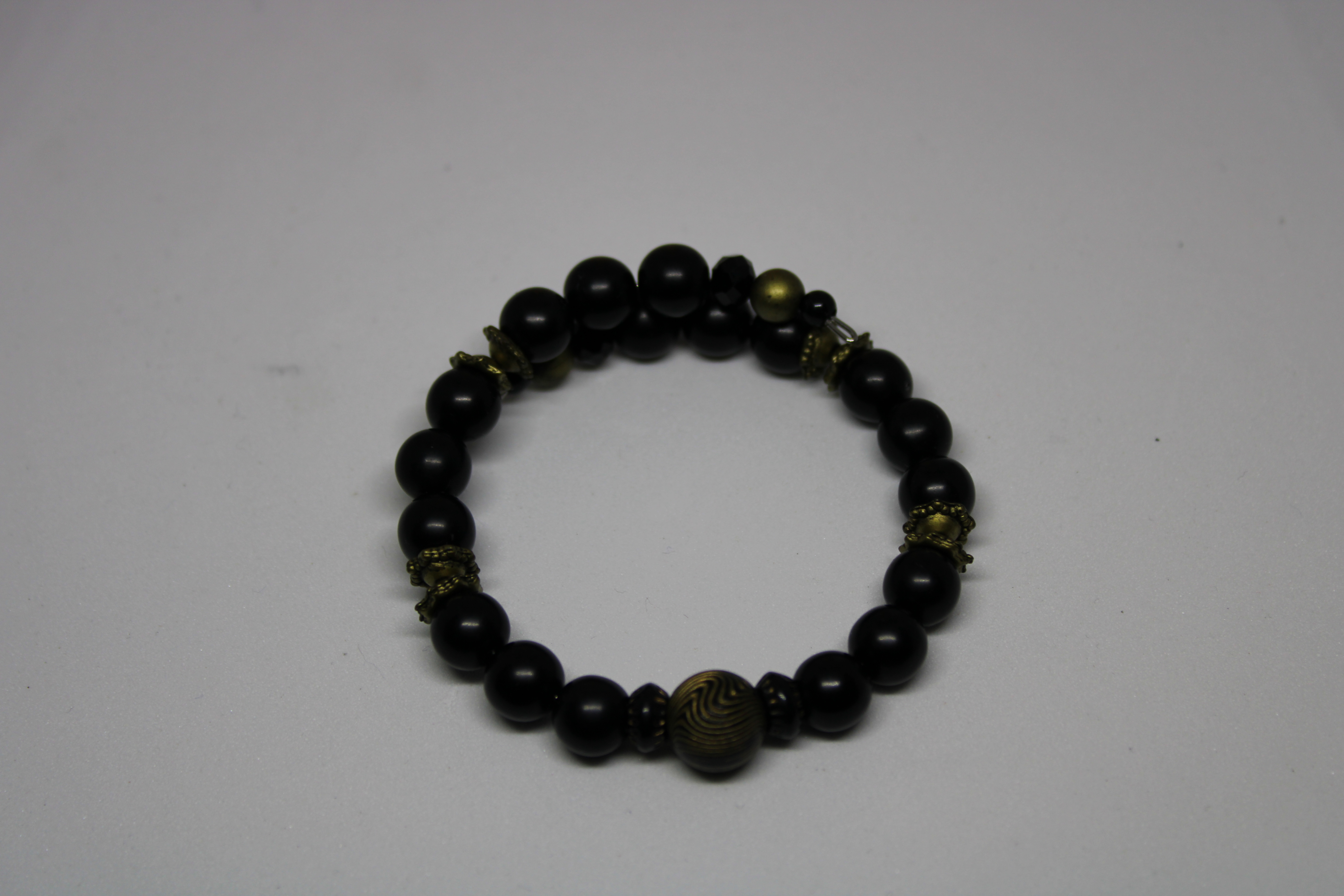 BRACELET HOMME NOIR ET DORÉ