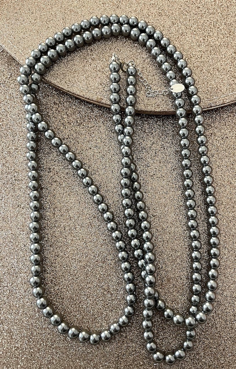 COLLIER FEMME TRES LONG GRIS