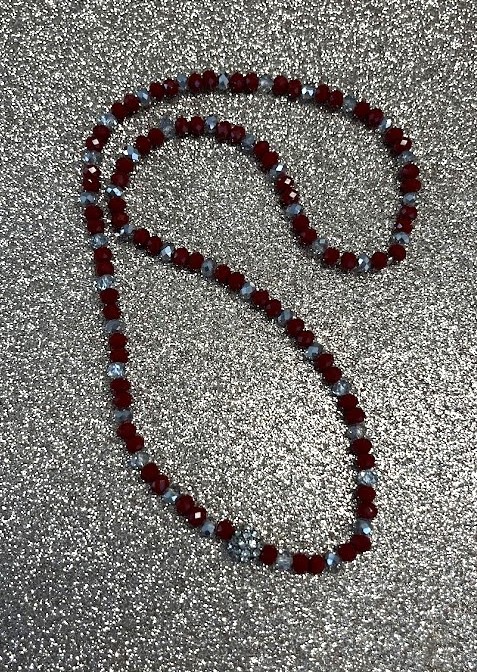 COLLIER BORDEAUX ET ARGENT