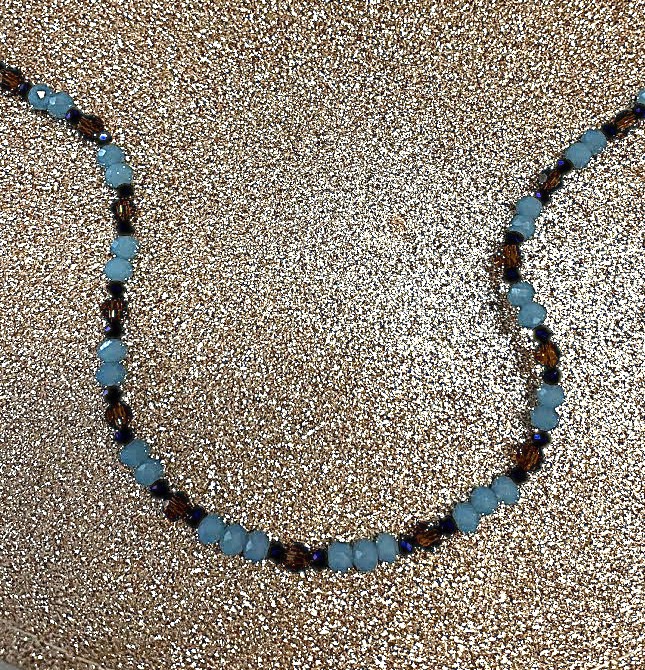 COLLIER FEMME AZUR ET BRUN