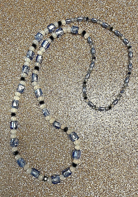 COLLIER FEMME BLEU CIEL ET BLANC