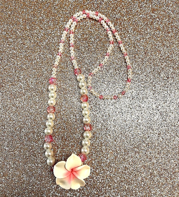 COLLIER FEMME BLANC ET ROSE