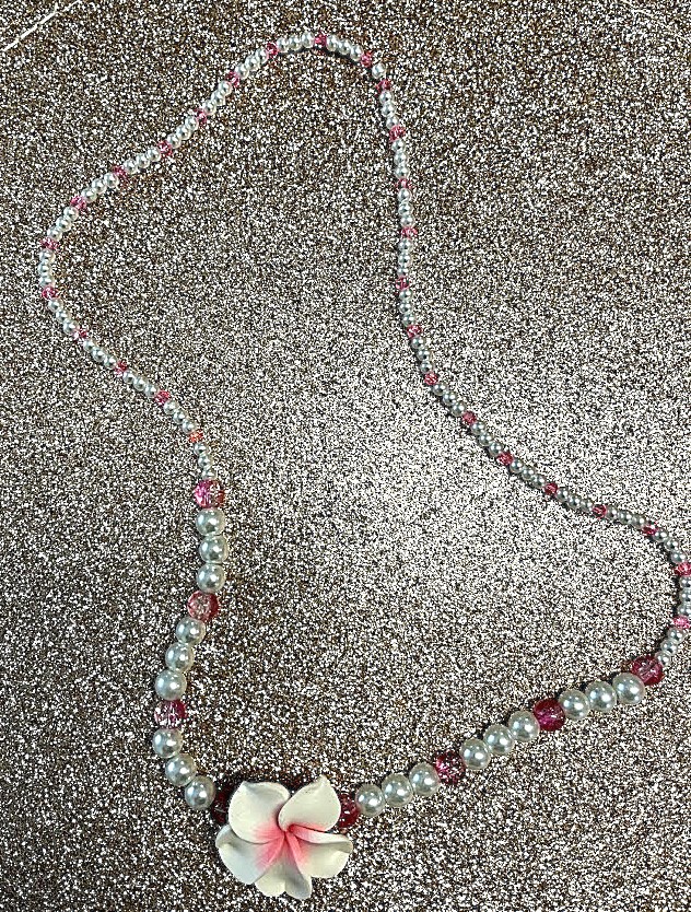 COLLIER FEMME BLANC ET ROSE