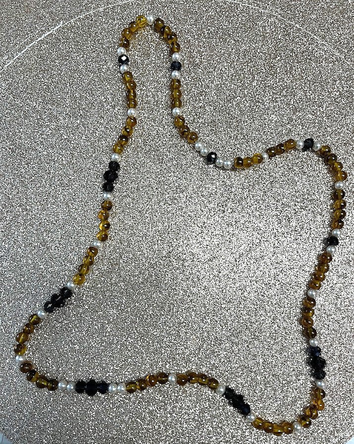 COLLIER FEMME MARRON MARINE BLANC