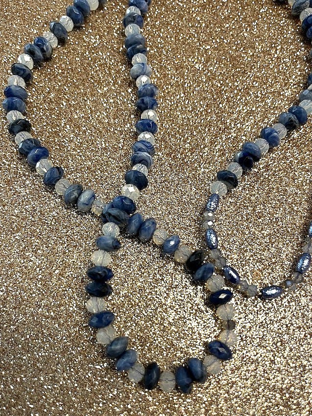 COLLIER FEMME BLEU CIEL ET BLANC