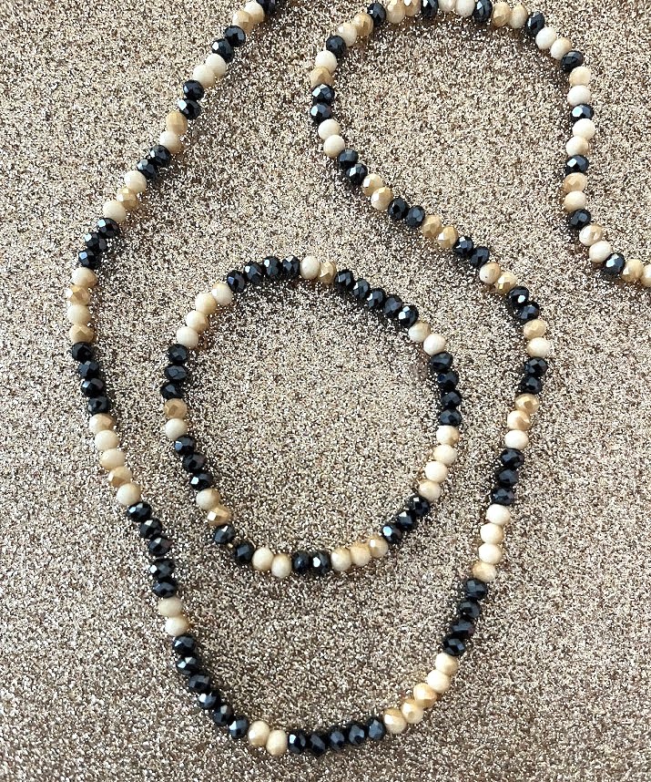 COLLIER FEMME BEIGE ET GRIS