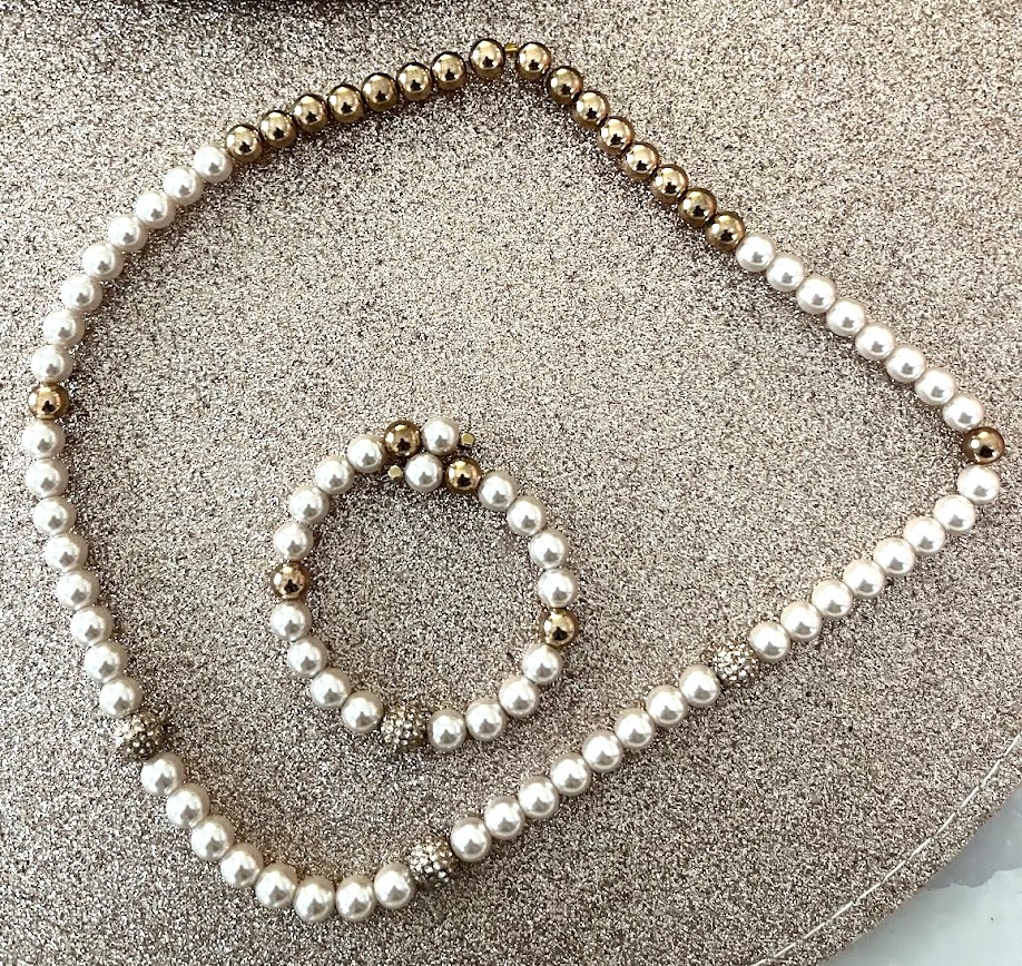 COLLIER FEMME BLANC ET DORÉ