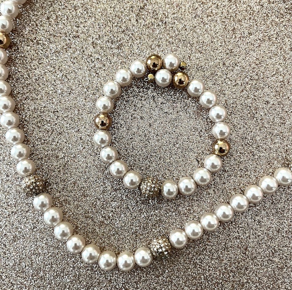 COLLIER FEMME BLANC ET DORÉ