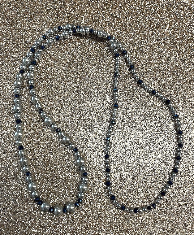 COLLIER FEMME GRIS ET MARINE