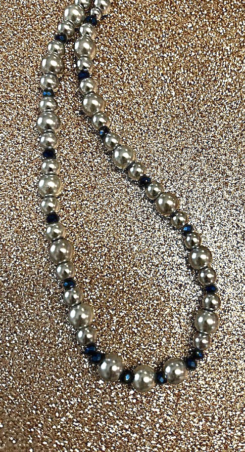 COLLIER FEMME GRIS ET MARINE