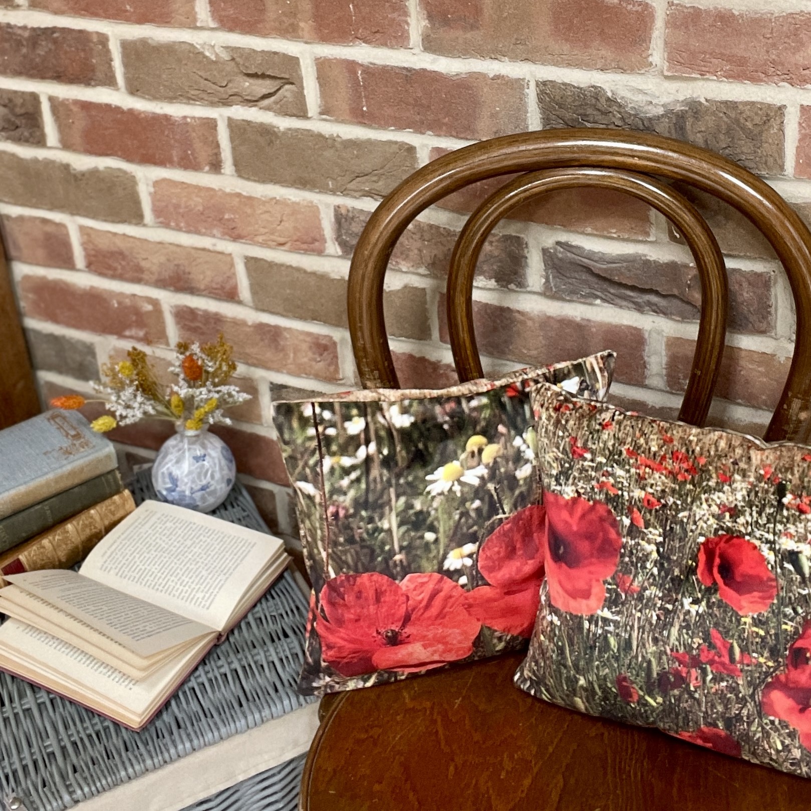 HANDMADE Poppy Velvet Reversible Floral Cushion Cover