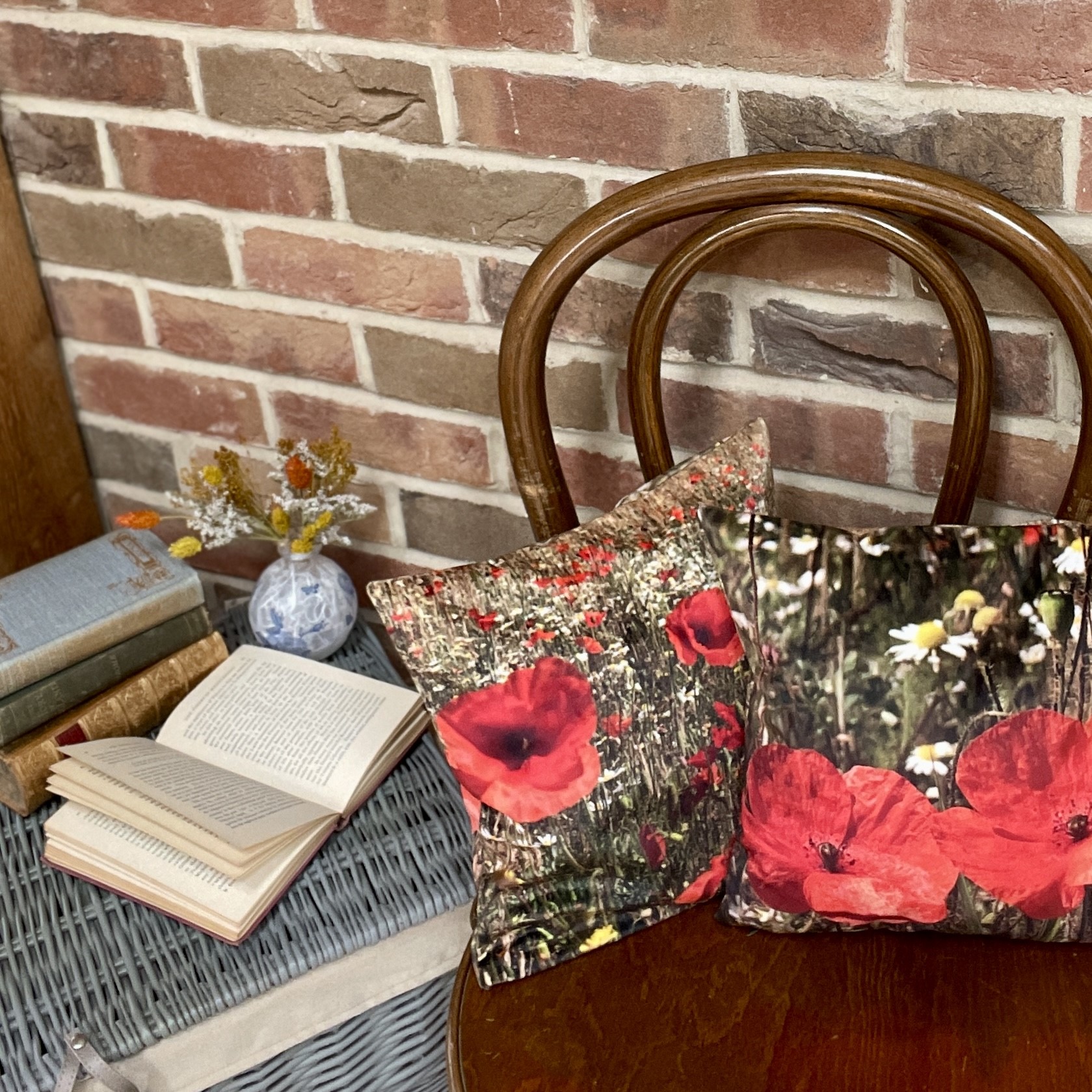 HANDMADE Poppy Velvet Reversible Floral Cushion Cover